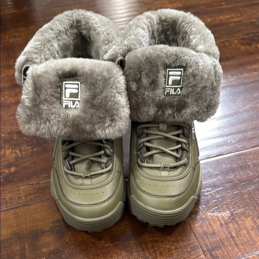 Fila Winter Boots w/Shearling Lining-Olive Green Women’s Size 5.5 3HM00558-300 - Picture 2 of 11